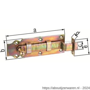 GAH Alberts deurgrendel knop recht greep geel verzinkt 120 mm - W51500618 - afbeelding 2