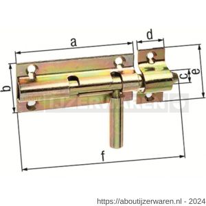 GAH Alberts boutgrendel geel verzinkt met tegenstuk 80x110 mm - W51500566 - afbeelding 2