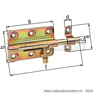 GAH Alberts boutgrendel geel verzinkt met tegenstuk 80x125 mm - W51500568 - afbeelding 2