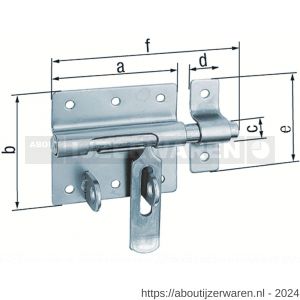 GAH Alberts hangslot bout-sluitgrendel blauw verzinkt met tegenstuk 70x100 mm - W51500530 - afbeelding 2