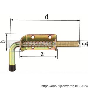 GAH Alberts boutgrendel Pistolet zonder tegenstuk geel verzinkt 85 mm - W51500570 - afbeelding 2