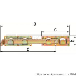 GAH Alberts grendel voor dubbele deur geel verzinkt 423x70 mm - W51500537 - afbeelding 2