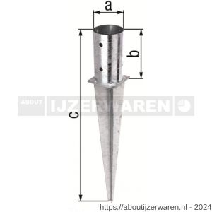 GAH Alberts inslag-paalvoet voor rondhout verzinkt 101x600 mm - W51500279 - afbeelding 2
