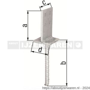 GAH Alberts T-paalhouder type 398 verzinkt 130 mm - W51500320 - afbeelding 2