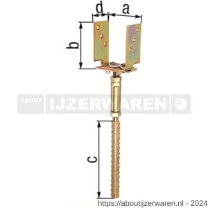 GAH Alberts U-paalhouder verstelbaar type 581 verzinkt 71-161 mm - W51500327 - afbeelding 2