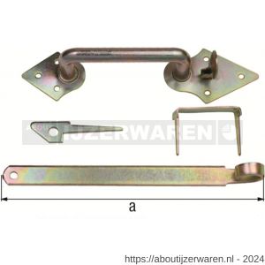 GAH Alberts klinkenset voor vlechtwerkpoorten geel verzinkt 260 mm - W51500575 - afbeelding 2