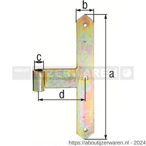 GAH Alberts deur-midden heng T-model spits verzinkt 16x300 mm - W51500403 - afbeelding 2