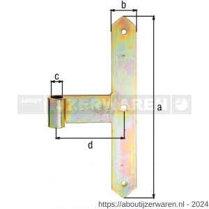 GAH Alberts deur-middenheng T-model spits geel verzinkt 16x300 mm - W51500365 - afbeelding 1