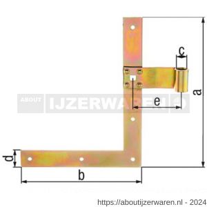 GAH Alberts winkelhaak luik-hoekhengsel recht onder geel verzinkt 250x200 mm - W51500394 - afbeelding 2