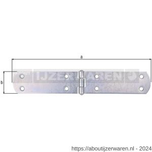 GAH Alberts staart kistscharnier geel verzinkt 250x40x2,5 mm - W51500390 - afbeelding 1