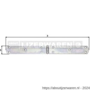 GAH Alberts staart kistscharnier geel verzinkt 400x40x3 mm - W51500392 - afbeelding 1