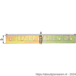 GAH Alberts staart kistscharnier licht geel verzinkt 400x35x2,5 mm - W51500393 - afbeelding 2