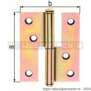 GAH Alberts uithangbaar scharnier geel verzinkt rechts 120x88x2,7 mm - W51500515 - afbeelding 2