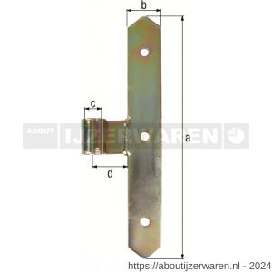 GAH Alberts draailuik-middenheng T-model centraal geel verzinkt 16x250 mm - W51500364 - afbeelding 2