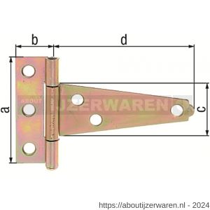 GAH Alberts staart kistscharnier rolbaar geel verzinkt 125x22,5x70 mm - W51500386 - afbeelding 2