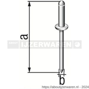 GAH Alberts blindklinknagel aluminium diameter 4x10 mm set 50 stuks - W51500008 - afbeelding 2