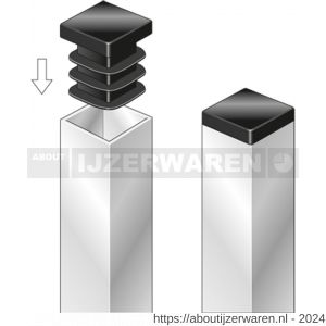 GAH Alberts stop vierkante buis voor boorgat PVC zwart 25x25 mm set 4 stuks - W51501479 - afbeelding 3