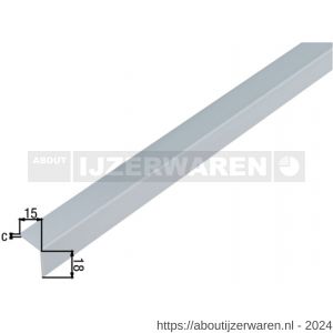 GAH Alberts hoekprofiel PVC aluminium grijs 20x20x1 mm 2,6 m - W51500953 - afbeelding 2