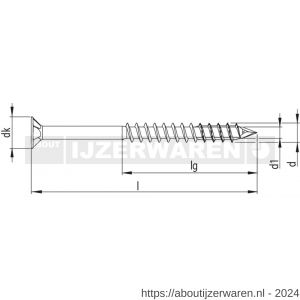 Heco-Ufix MDF schroef 4,0x60 mm platverzonken kop met freesholtes Heco-Drive HD 20 deeldraad verzinkt blauw A2K glijcoating 200 stuks VARIANTA verpakking - W50800074 - afbeelding 2