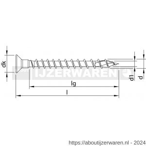 Heco-Topix-Plus spaanplaatschroef 4,5x70 mm platverzonken kop Pozi-Drive PZD 2 met kopgatboring 2,4 mm variabele voldraad verzinkt blauw A3K 200 stuks VARIANTA verpakking - W50802713 - afbeelding 2