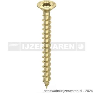 Heco-Topix-Plus spaanplaatschroef 4,5x30 mm platverzonken kop met freesholtes Pozi-Drive PZD 2 variabele voldraad verzinkt geel A3L 500 stuks VARIANTA verpakking - W50802937 - afbeelding 1