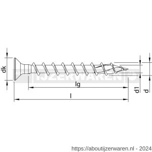 Heco-Topix-Plus scharnierschroef 4,5x40 mm platverzonken kop Pozi-Drive PZD 2 variabele voldraad verzinkt blauw A3K 500 stuks VARIANTA verpakking - W50802717 - afbeelding 2