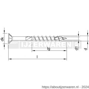 Heco-Topix-Plus spaanplaatschroef 3,5x45 mm platverzonken kop met freesholtes Heco-Drive HD 20 deeldraad verzinkt blauw A3K 500 stuks VARIANTA verpakking - W50803109 - afbeelding 2