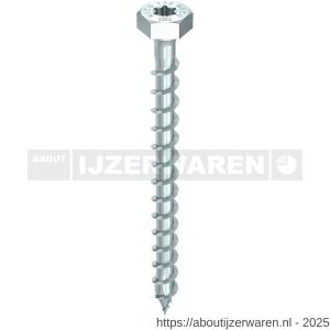 Heco-Topix-Plus houtbouwschroef 8,0x50 mm SW 13 combizeskantkop zeskantkop met T-Drive T 40 voldraad verzinkt blauw A3K 100 stuks VARIANTA verpakking - W50802277 - afbeelding 1