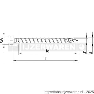 Heco-Topix-Plus houtbouwschroef 8,0x70 mm SW 13 combizeskantkop zeskantkop met T-Drive T 40 voldraad verzinkt blauw A3K 50 stuks VARIANTA verpakking - W50802279 - afbeelding 2