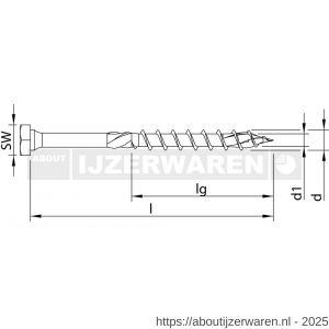 Heco-Topix-Plus houtbouwschroef 8,0x140 mm SW 13 combizeskantkop zeskantkop met T-Drive T 40 deeldraad verzinkt blauw A3K 50 stuks VARIANTA verpakking - W50802283 - afbeelding 2