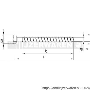 Heco Multi-Monti-Plus S schroefanker 16,0x80 mm SW 24 zeskantkop verzinkt blauw A2K 25 stuks VARIANTA verpakking - W50802105 - afbeelding 2