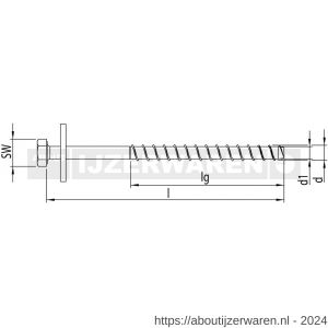 Heco Multi-Monti-Plus S schroefanker 12,0x200 mm SW 19 zeskantkop verzinkt blauw A2K 25 stuks VARIANTA verpakking - W50802078 - afbeelding 2