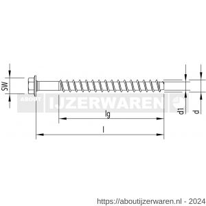 Heco Multi-Monti-Plus SS schroefanker 7,5x50 mm SW 10 zeskantkop met aangeperste ring verzinkt blauw A2K 50 stuks VARIANTA verpakking - W50802059 - afbeelding 2