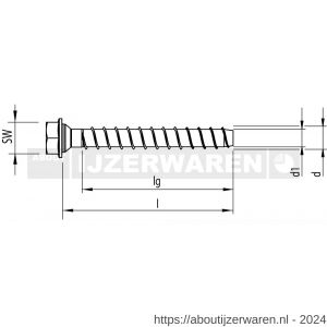 Heco Multi-Monti-Plus SSK schroefanker 16,0x130 mm SW 24 zeskantkop met aangeperste ring en conus SW-24 mm zeskantkop verzinkt blauw A2K 10 stuks VARIANTA verpakking - W50802050 - afbeelding 2