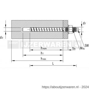 Heco Multi-Monti-Plus V voorsteek schroefanker 10,0x110 mm met metrisch buitendraad SW 7 zeskantkop verzinkt blauw A2K 25 stuks VARIANTA verpakking - W50802090 - afbeelding 3