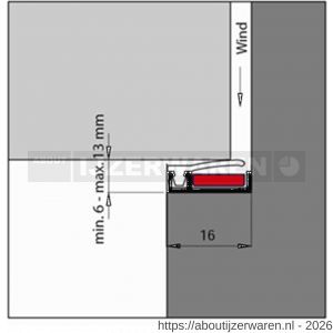 Ellen inbouwprofiel tochtband aluminium voor 6 mm afbouwspeling AIB 3N XL Fire zelfklevend 300 cm - W51010402 - afbeelding 2