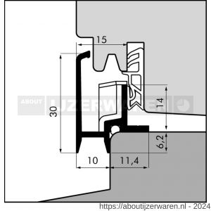 Ellen tochtprofiel aanslagprofiel aluminium AS-15-10 ANO 500 cm - W51010037 - afbeelding 1