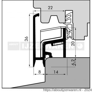 Ellen tochtprofiel aanslagprofiel aluminium AS-22-8-H ANO 500 cm - W51010039 - afbeelding 1