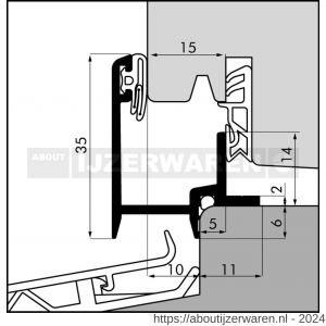 Ellen tochtprofiel aanslagprofiel aluminium AV-15-10 ANO VOM1 500 cm - W51010042 - afbeelding 1