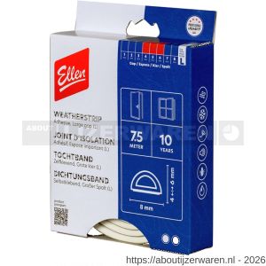 Ellen inbouwprofiel tochtband kunststof zelfklevend Weatherstrip Large grote kier wit 7.5 m - W51010414 - afbeelding 1