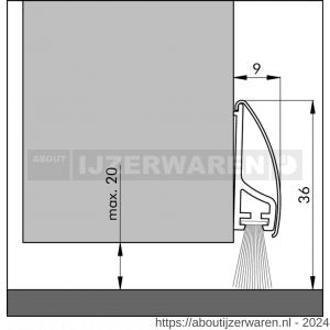 Ellen tochtprofiel dorpelprofiel met borstel aluminium 100 cm Inox De Luxe - W51010131 - afbeelding 2