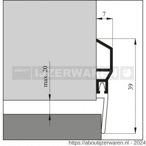 Ellen tochtprofiel dorpelprofiel aluminium ADS AR 300 cm - W51010090 - afbeelding 2