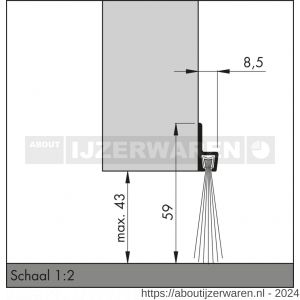 Ellen tochtprofiel opbouw met borstel aluminium IBS-60 250 cm - W51010116 - afbeelding 2