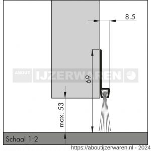 Ellen tochtprofiel dorpelprofiel met borstel aluminium IBS-70 100 cm - W51010118 - afbeelding 2