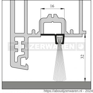 Ellen tochtprofiel dorpelprofiel met borstel aluminium IBS-90-32 300 cm - W51010127 - afbeelding 1