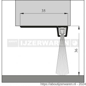 Ellen tochtprofiel dorpelprofiel met borstel aluminium IBS-90-36 100 cm - W51010128 - afbeelding 2