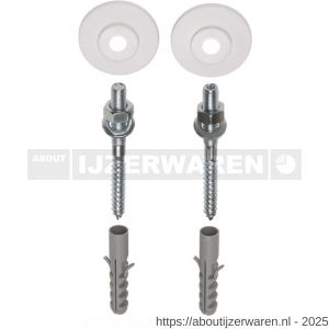 FISI fonteinbevestigingsset stokeind M6x80 mm met plug, ring M6, moer M6 en geleidingsring - W40896550 - afbeelding 1