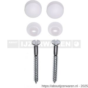 FISI closet toilet bevestigingsset DIN 7997 6.0x60 mm verzinkt plug, rozet en afdekkap wit - W40896510 - afbeelding 1