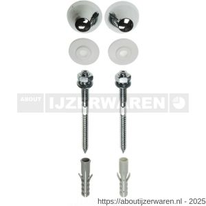 FISI urinoirbevestigingsset stokeind M12x140 mm plug, ring, moer en geleidingsring chroom - W40896541 - afbeelding 1