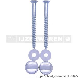 FISI closet toilet bevestigingsset DIN 7997 6.0x60 mm verzinkt plug en afdekkap chroom - W40896509 - afbeelding 1